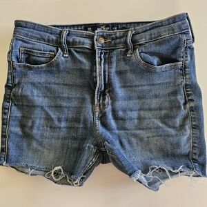 Hollister High Rise Cutt Off Denim Blue Jean Shorts Size 11R